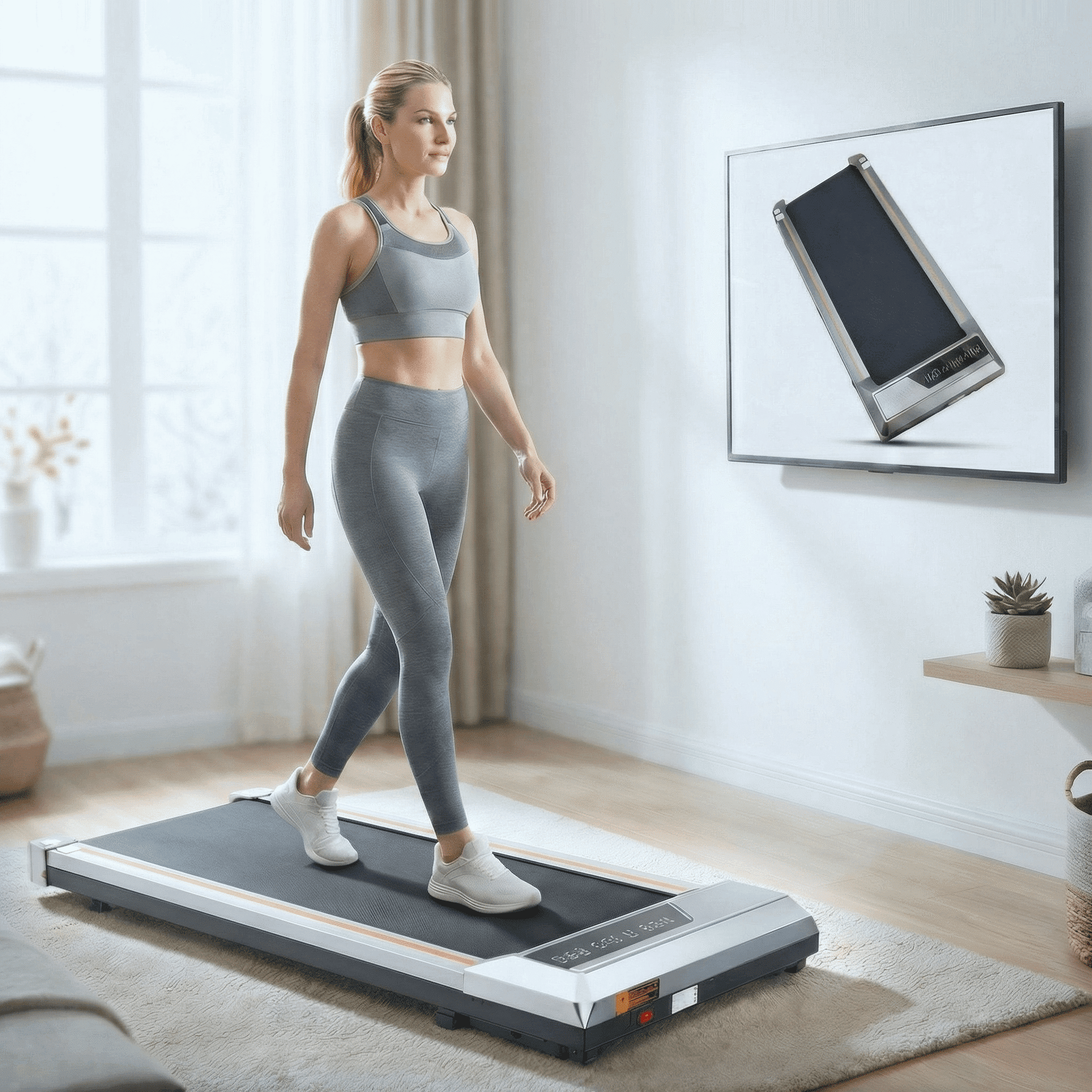 Naipo Treadmill Walking Pad 2.5HP with Large LCD Display Portable Wheels and Max Capacity 265lb for Home Use