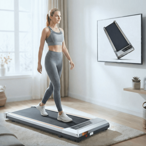 Naipo Treadmill Walking Pad 2.5HP with Large LCD Display Portable Wheels and Max Capacity 265lb for Home Use