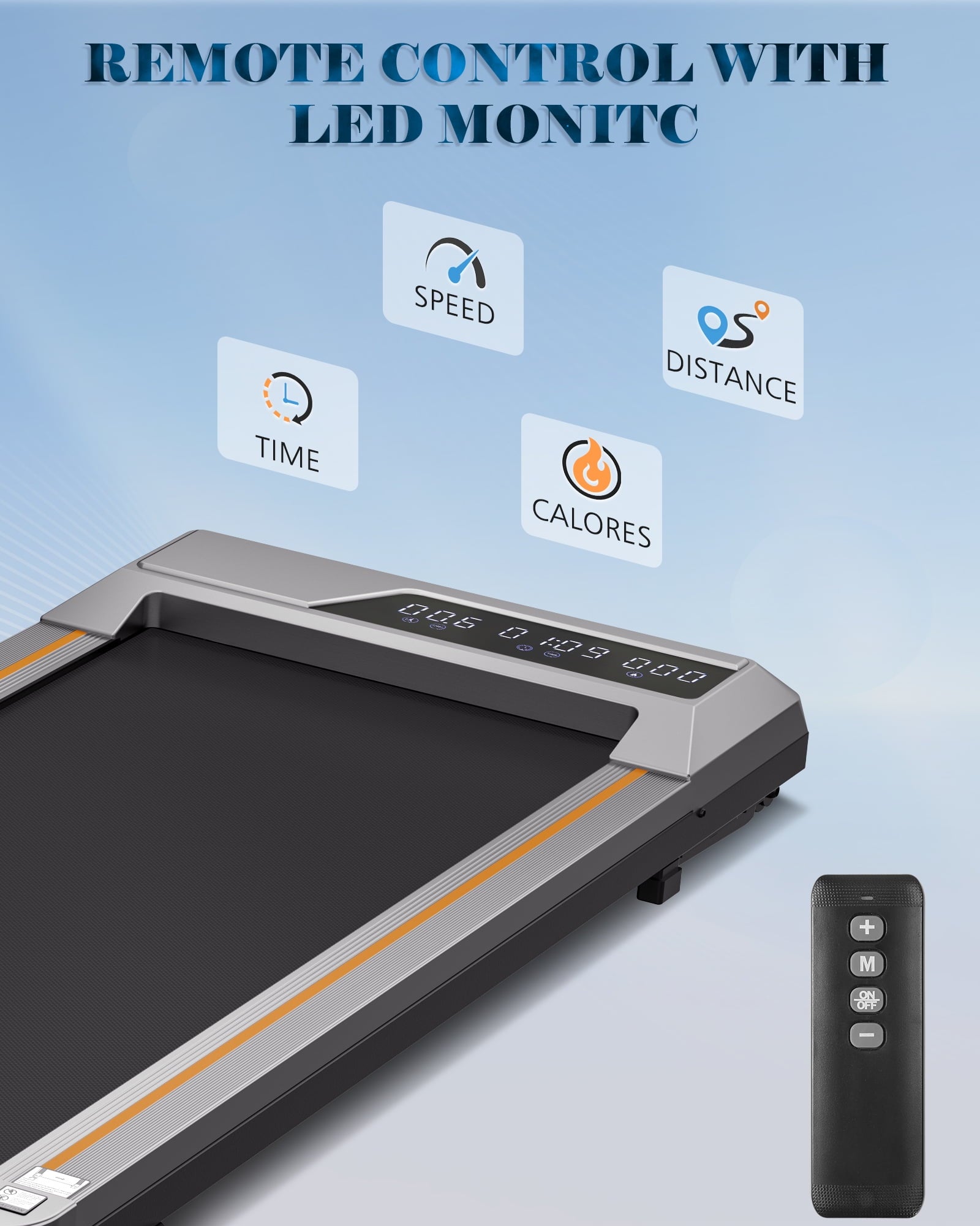 Naipo Treadmill Walking Pad 2.5HP with Large LCD Display Portable Wheels and Max Capacity 265lb for Home Use